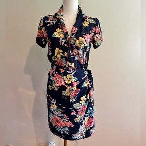 Polo Ralph Lauren Navy Tropical Floral Wrap Dress